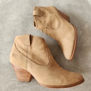 Frye Western Booties 7 Tan Leather Rory Ankle Boots Cowgirl Rodeo Boho Casual